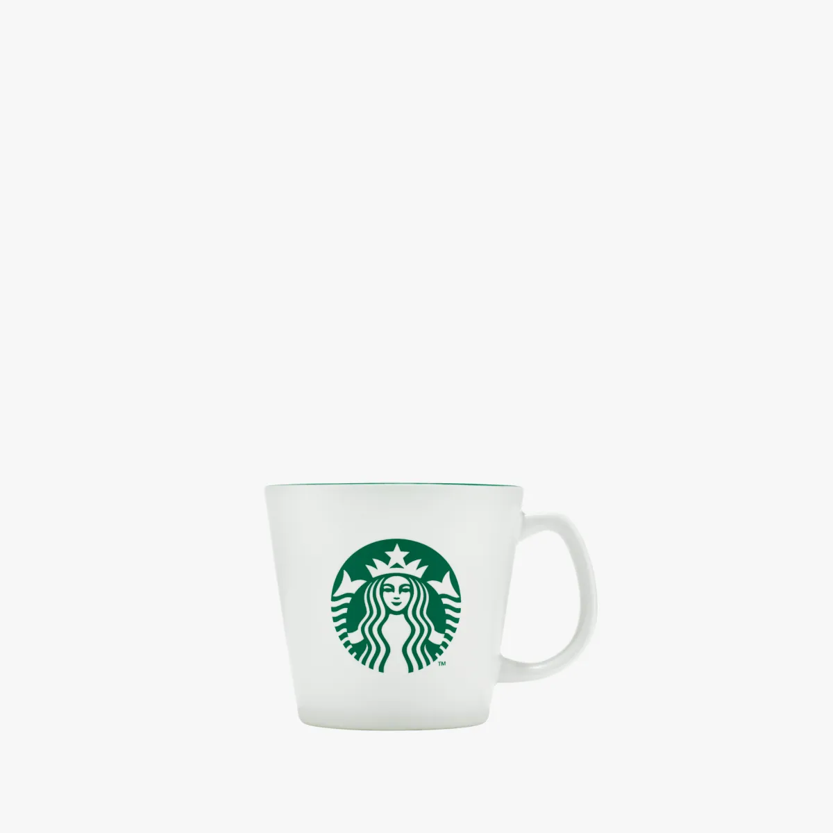 biela šálka s logom starbucks