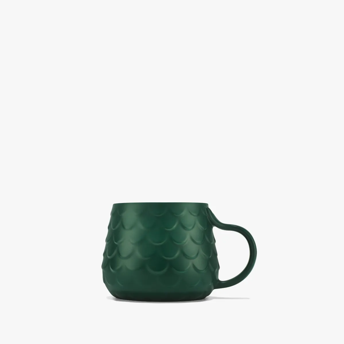 zelená šálka s designom rybacích šupín