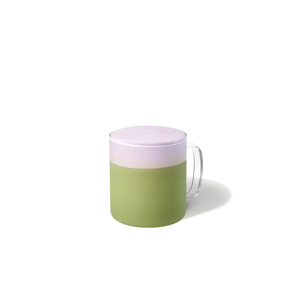 zelený nápoj s růžovou penou v skleničke