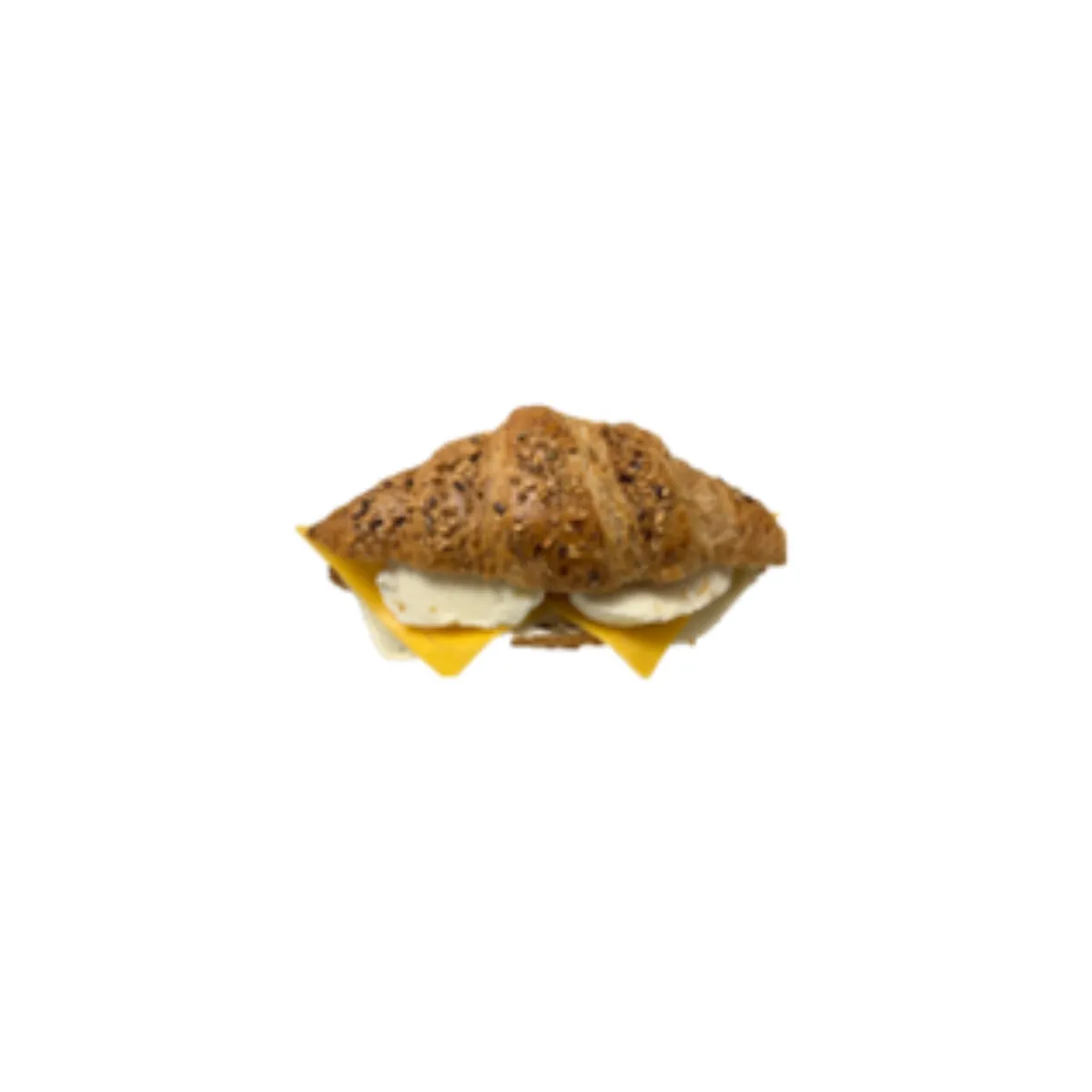 pozdlžne rozkrojeny croissant plnený niekolko druhy syra.