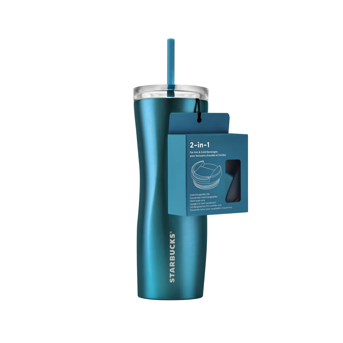 Tumbler Dual Lid Twist Teal 16oz