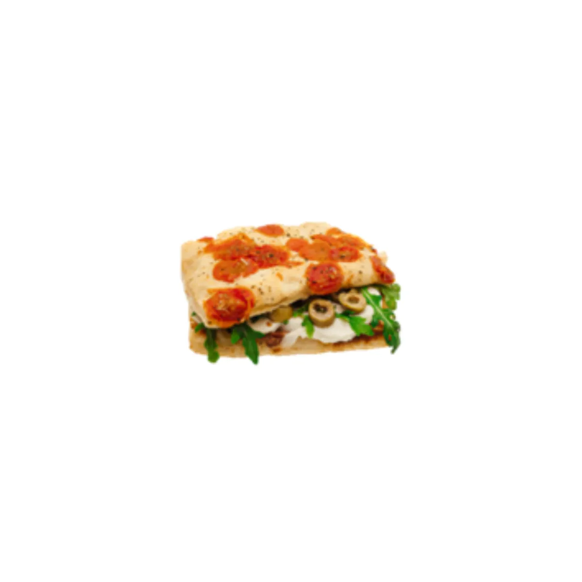 focaccia pečivo s rajčinami a rukolou.