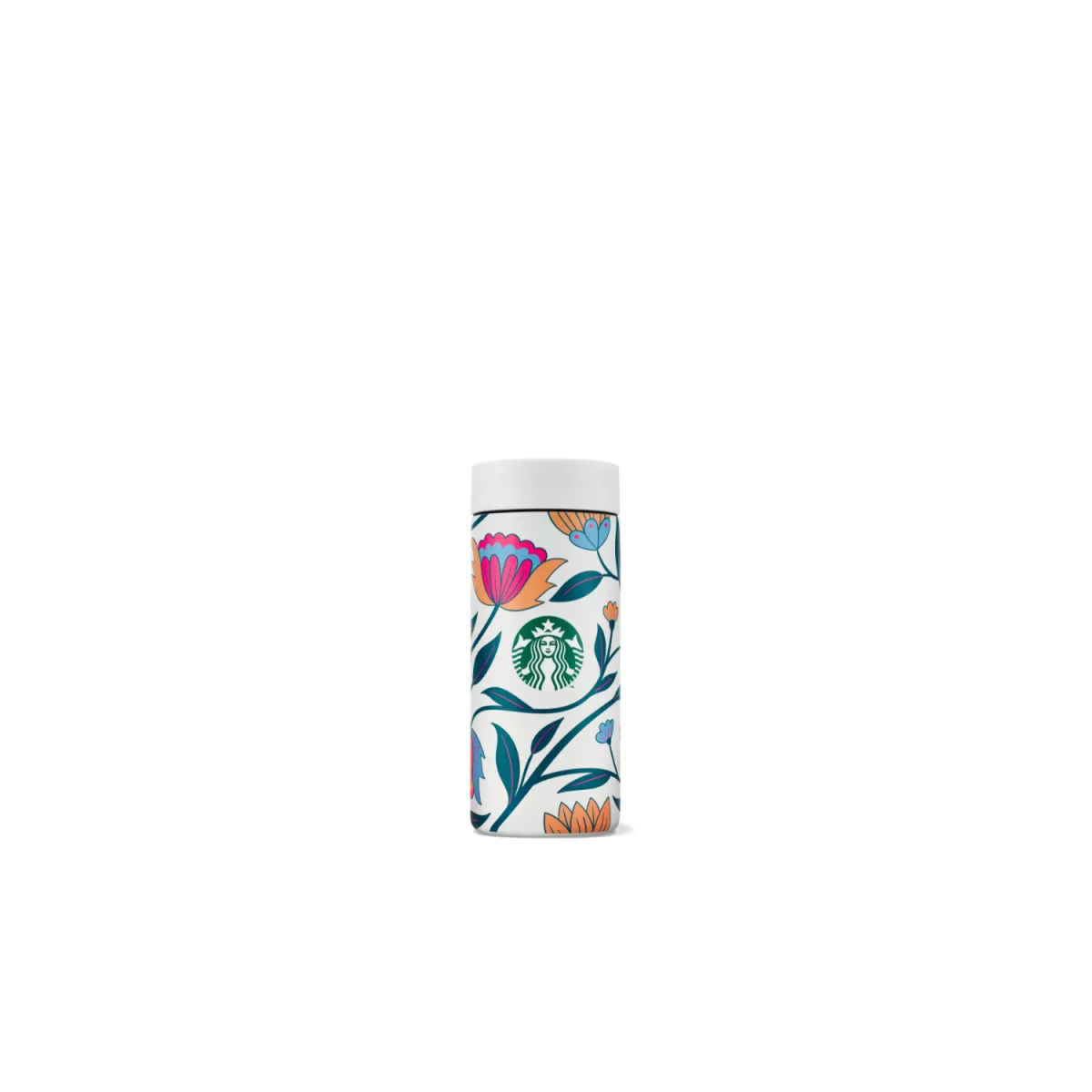 biely tumbler s kvetinovým dihzajnom