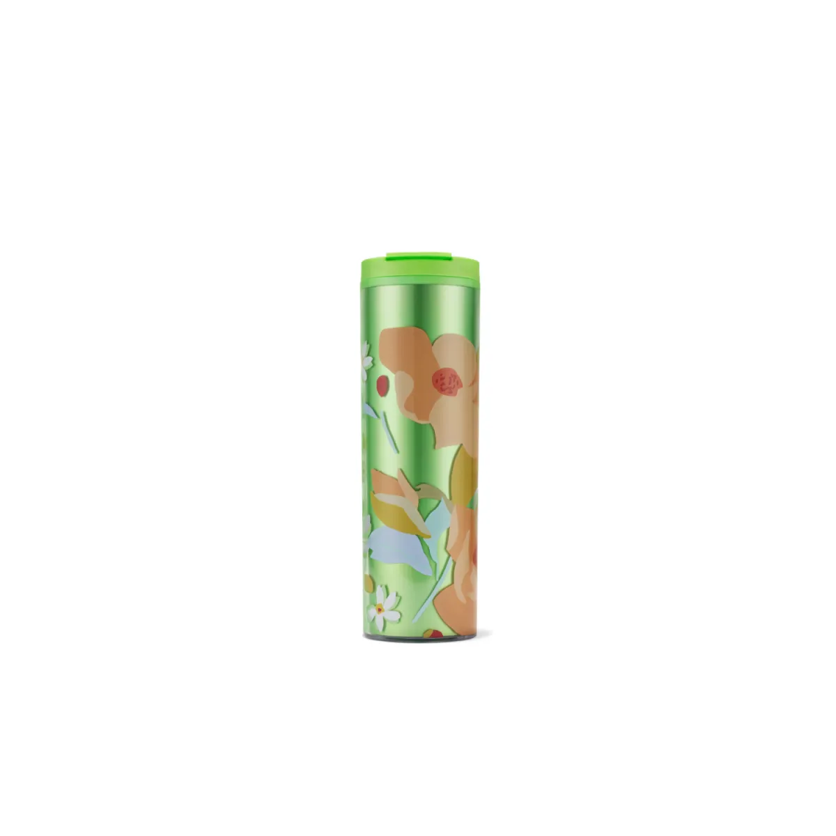 zelený tumbler v kvetinovom dizajne
